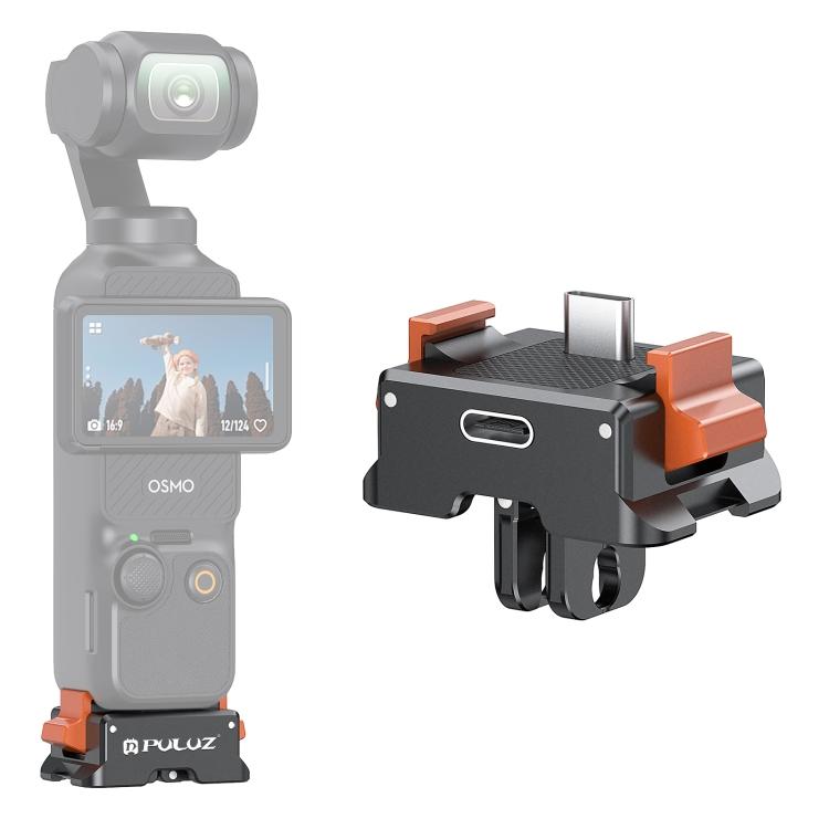 For DJI Osmo Pocket 3 PULUZ Type-C Charging Base Quick Release Mount Adapter (Black) чёрный