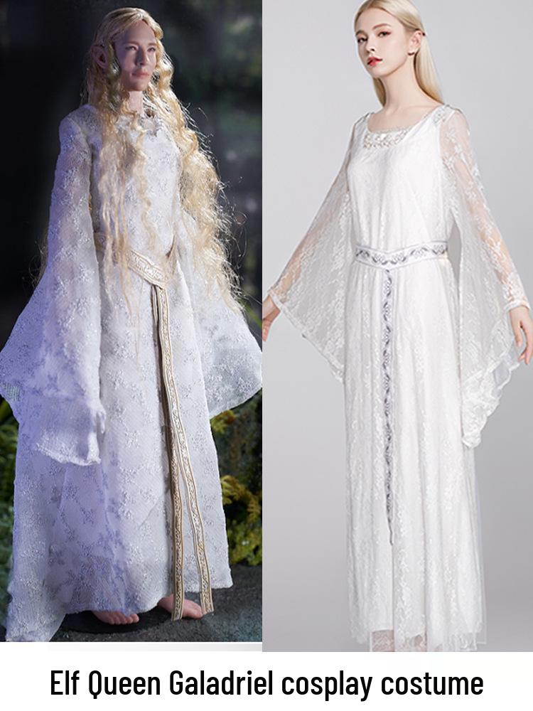 Galadriel Elf Queen Medieval Court Cosplay Dress