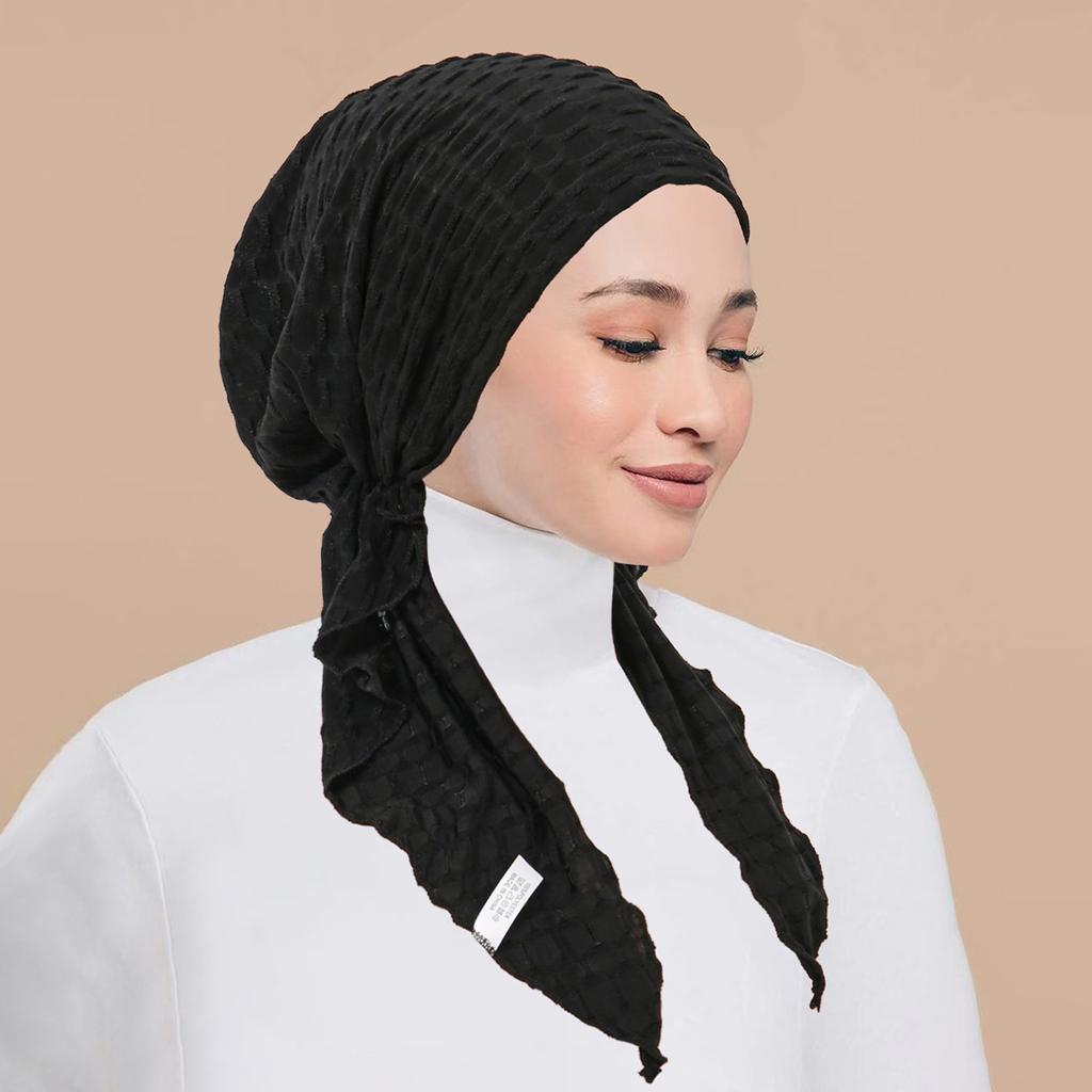 New Muslim Inner Hijab Turban Women Pre-Tied Cap Long Tail Headscarf Wrap Beanies Bonnet Head Scarf Stretch Headwear Ninja Hat