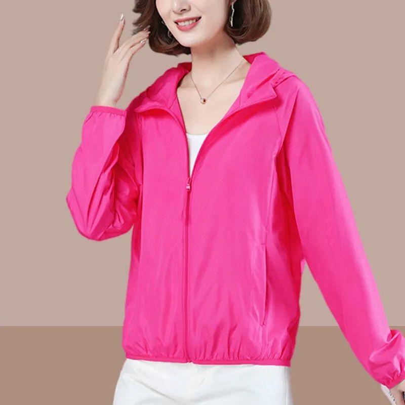 Women Sun Protection Clothing Summer  Anti-Ultraviolet Coat Female Hooded Jacket Zipper Loose Outerwear