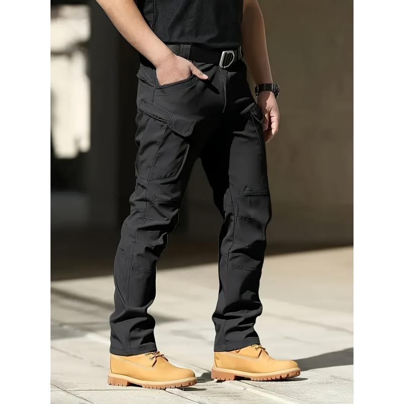 Men'S Tactical Cargo Pants - Spring & Autumn Regular Fit, Breathable Quick-Dry Fabric, Multiple Pockets with Adjustable Straps (Belt Not Included)