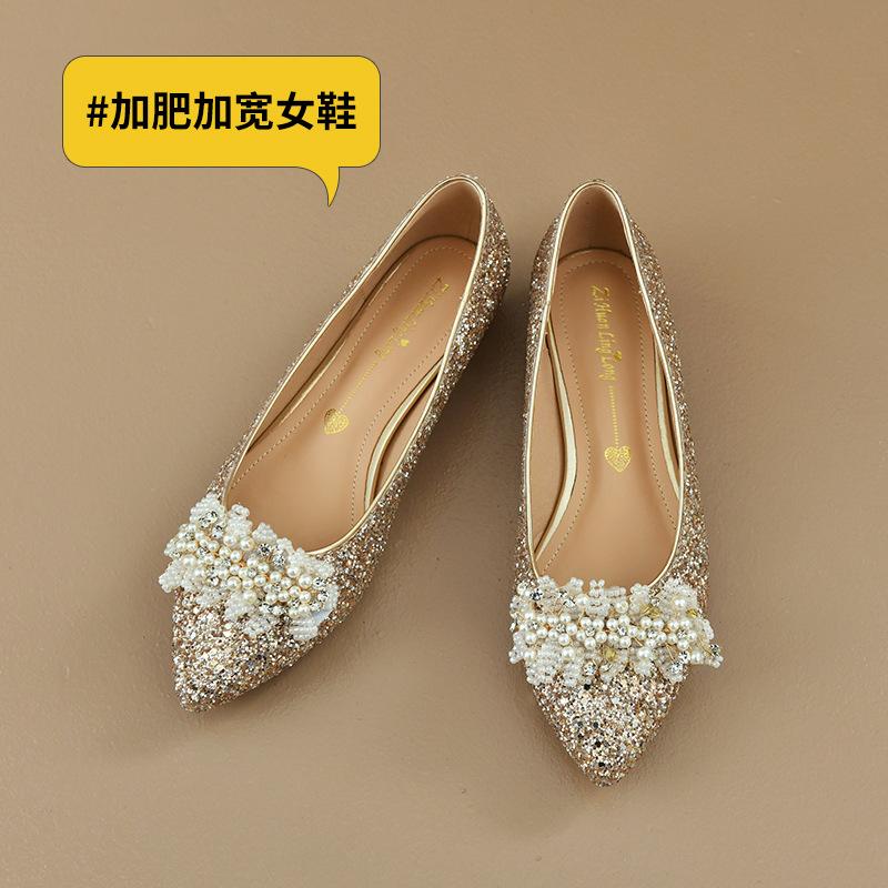 

A1004-1-2 Свадебные туфли женские красные туфли Сюхэ толстый каблук туфли с пайетками банкетные туфли широкие полные ноги большой размер женские туфли 45 золотой