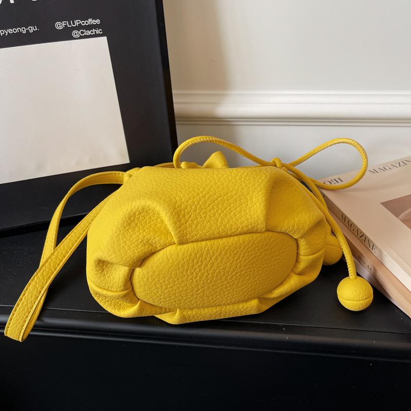New Cloud Ladies Fashion Casual Shoulder Bag with Butterfly Knot Drawstring Adjustable Strap Bucket Bag Stylish Crossbody Bag