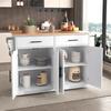 Serving Trolley with Folding Table Top, 120x46(70)x91cm, White, with Castors And Interchangeable Wooden Legs, Ideal for Kitchen And Dining Room