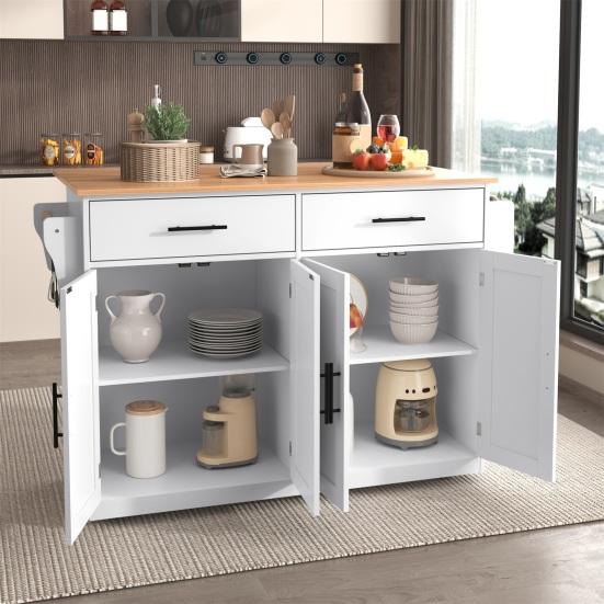 Serving Trolley with Folding Table Top, 120x46(70)x91cm, White, with Castors And Interchangeable Wooden Legs, Ideal for Kitchen And Dining Room