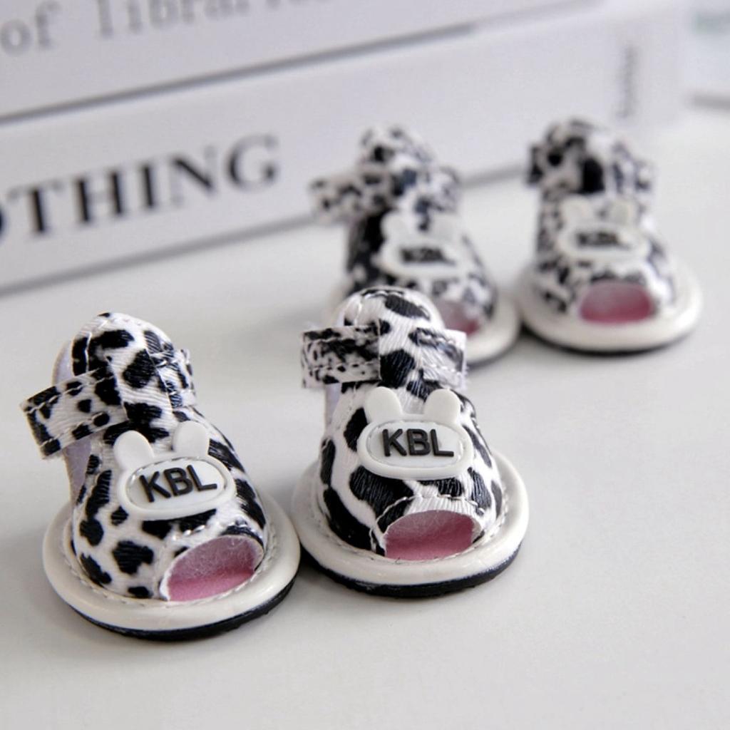 Bunny Ears Shoes For Puppies Dogs Pet Chihuahua Yorkshire Little Small Animal Leopard Cat Boots 4pcs/set Non-slip Footwear Pug