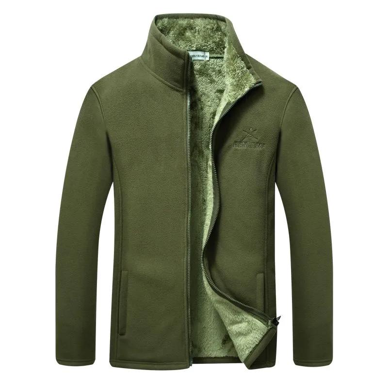 Winter Men's Polar Fleece Plus Velvet Thick Sweater Stand-up Collar Cardigan Cold-proof Warm Fleece Casual Simple Large Size