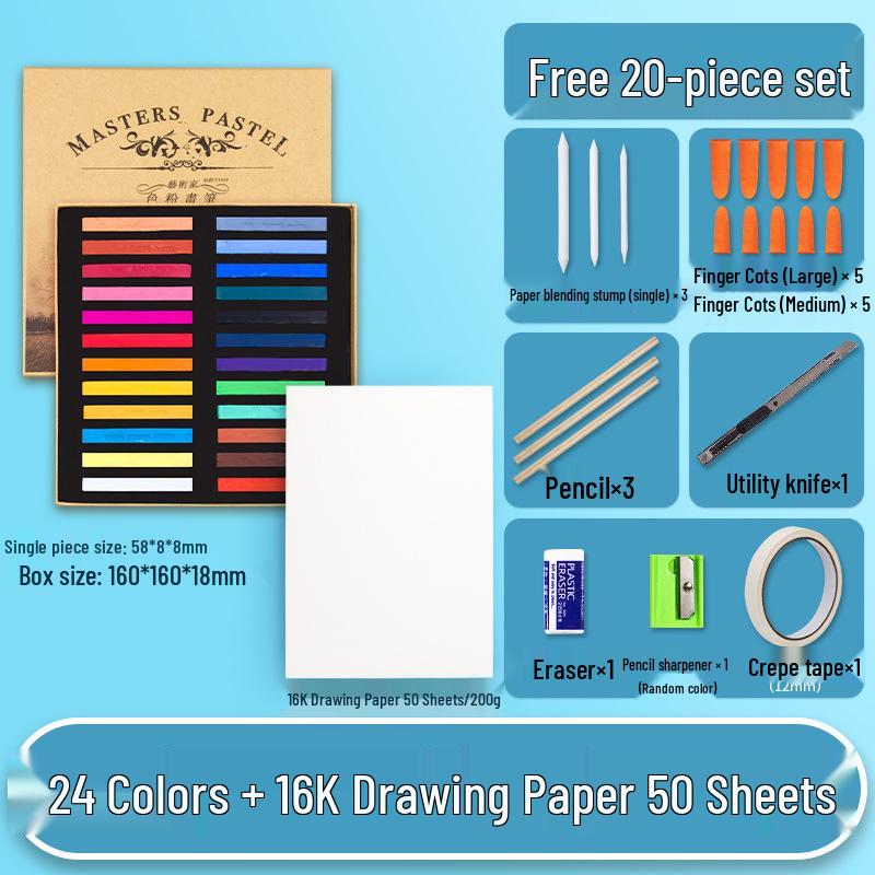 Mali Brand Pastel Chalk Set - 36 Colors Chalk Powder with Brushes for Beginners