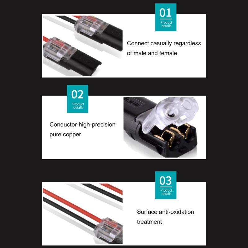 10Pcs 2 Pin 2 Way Wire Terminals No Wire Stripping Required Quick Wire Connectors Led Light Strips Connectors Enduring