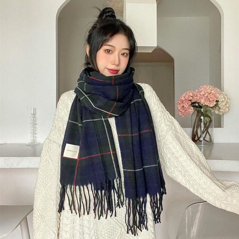 Luxury Plaid Scarf Winter Warm Cashmere Women Long Bandana Pashmina Foulard Female Scarves Tassel Shawl And Wraps  Design
