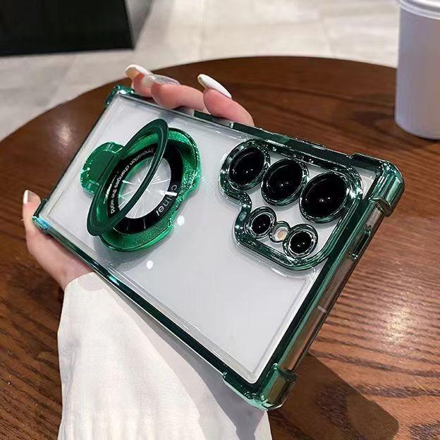 

Suitable for Samsung S25FE Mobile Phone Case Magnetic Suction Bracket A55 Electroplated Transparent S24Ultra Anti Fall Space Shell S23 Samsung A56