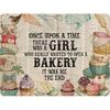 HYBLOM Charming Vintage Bakery Decor Tin Sign - Once Upon a Time, Wanted To Open A Bakery Girl Baking Art - Aesthetic Wall Decor Tin Poster for Home