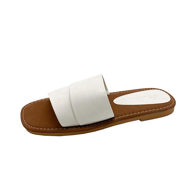 

Fashion versatile French super fire flat bottom one-word tow shoes women s summer wear 2024 new with skirt cool slippers 35