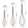Colored Silicone Egg Beater Set: 8", 10", 12" Handheld Cream Mixer for Baking.