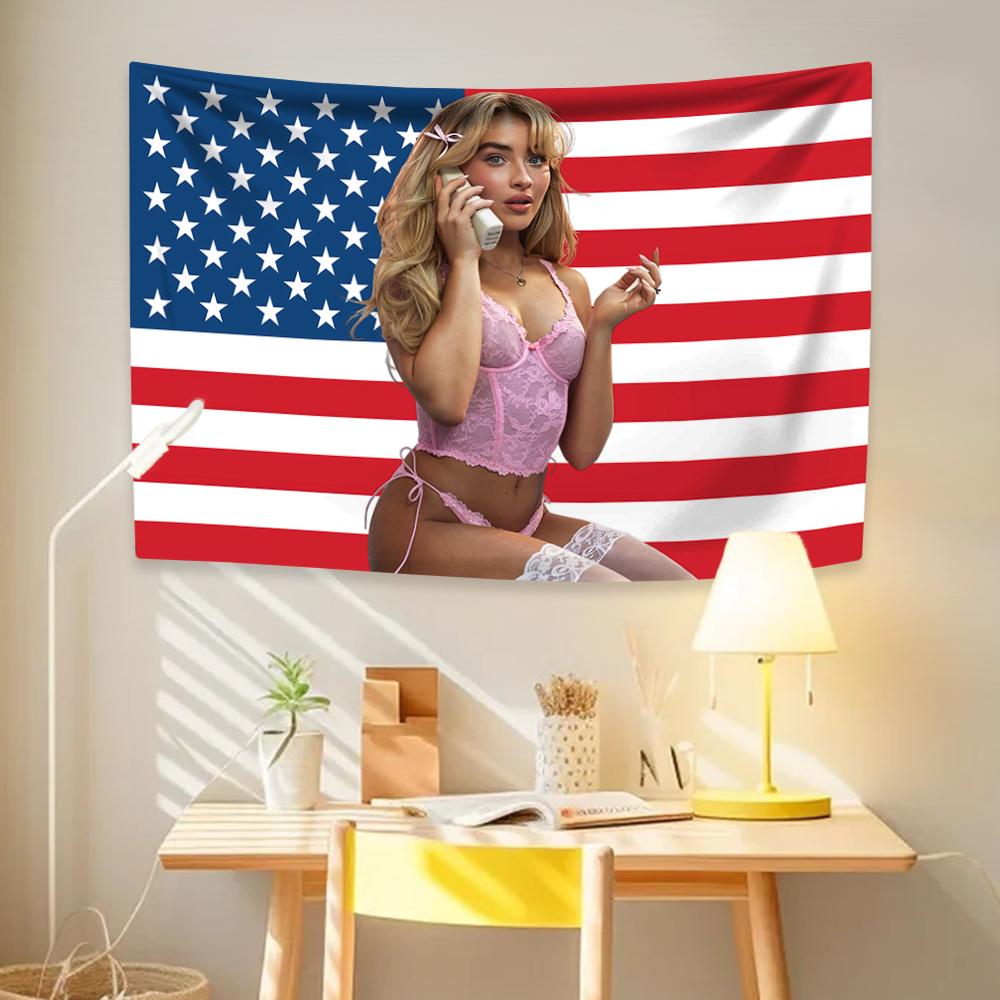 American Pop Singer Sabrinas Tapestry Carpenters Home Decor Wall Hanging Bedroom Dormitory Background Cloth Concert Banner