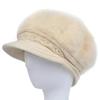 WTEMPO Winter Rabbit Hair Blend Hats Women Winter Large Caps with Pearls Solid Color Warm Plush Thick Knitted Hats