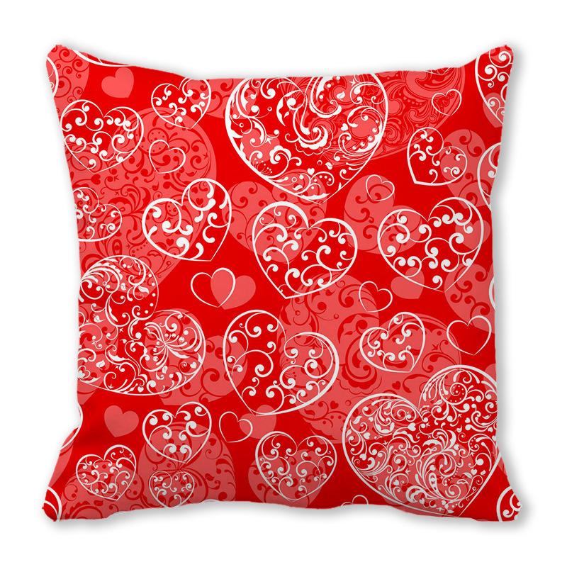 Home Decor Red Heart Patterns: Love themed Pillow Covers Pattern Cushion Cover Suitable for Sofa Bedroom Car Pillow Cover