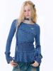 Korean Style 3D Decor Long Sleeve Top - Slimming, Solid Color, Versatile Tee for Autumn/Winter