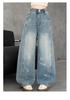 Nuovi Pantaloni Jeans Larghi a Gamba Larga Stampati Stile Coreano da Ragazza 2026