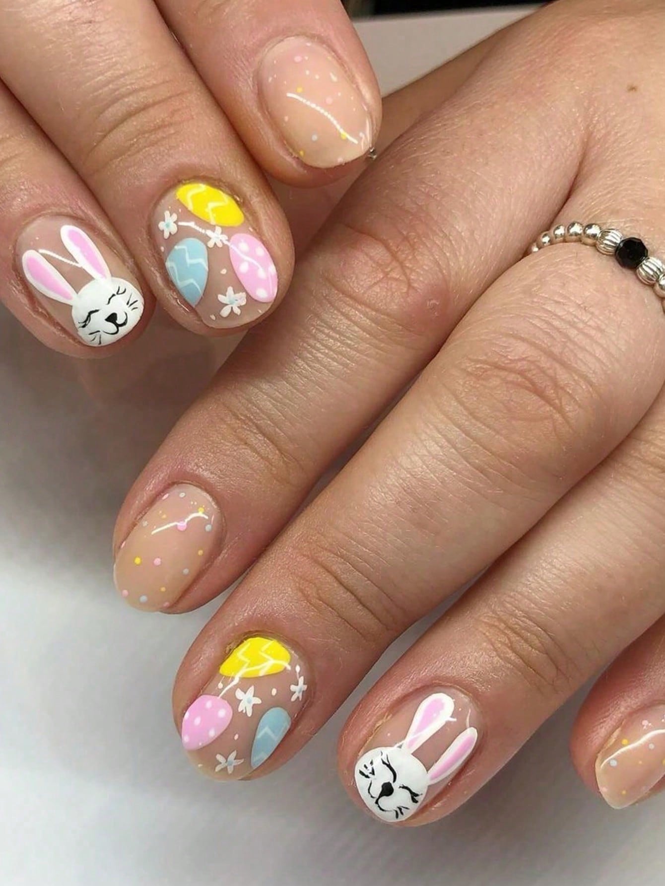 

Cute Square Press On Fake Nails Cartoon Rabbit Fake Nails Easter Nails Nail Supplies разноцветный