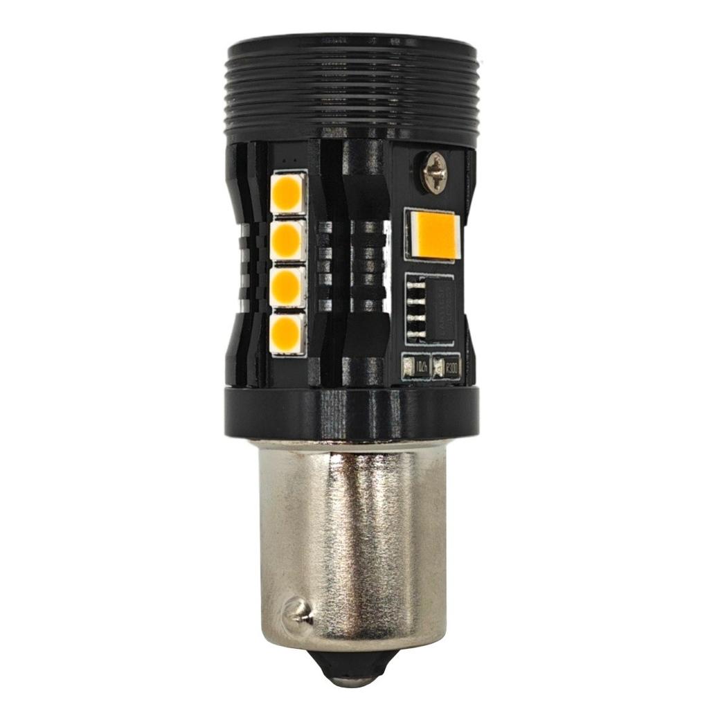 2 st P21W LED-lampa BA15S 12V inget fel, orange Off-Road