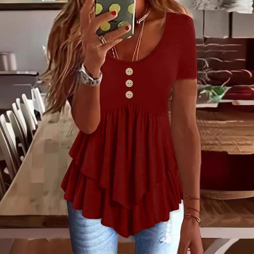 Summer Ladies T Shirt With 3d Pattern In Cotton Blend For Casual Wear