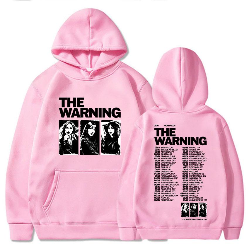 The Warning Dünya Turu 2026 Kapüşonlular Unisex Sokak Giyimi Uzun Kollu Polar Kapüşonlu Sweatshirtler Grafik Ürünler Grup Moda Baskılı Kapüşonlu