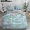 Building Block King Queen Duvet Cover Colorful Brick Bedding Set for Boys Teens Adults Cartoon 2/3pcs Polyester Comforter Cover