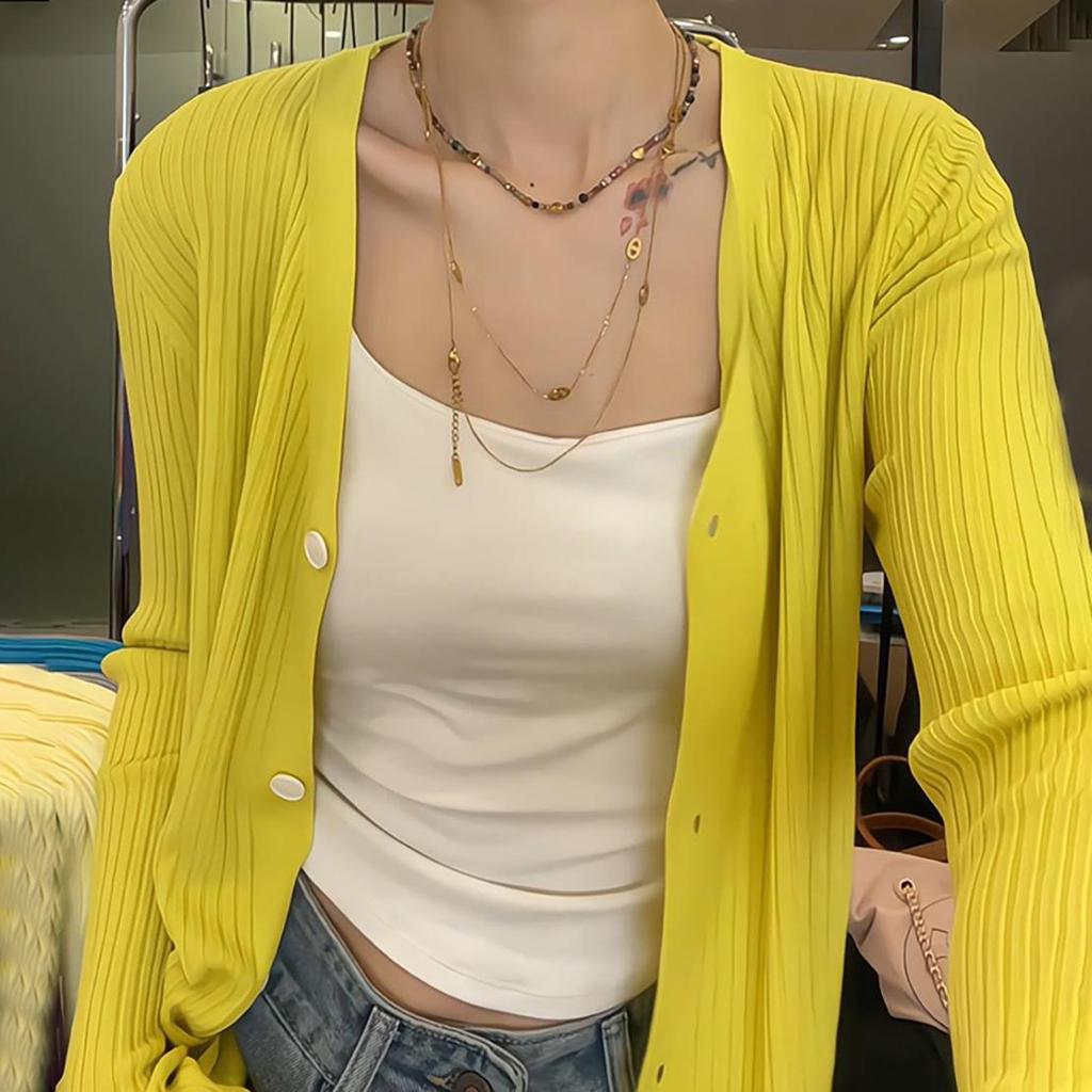 Women's Ice Silk Knit Cardigan - Short Style for Spring & Summer