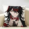 VVtuber Vox Akuma Cute Anime Cushion Cover Natural Linen Organic Fabric DoubleSided Printing Room Sofa Decor Pillow Case