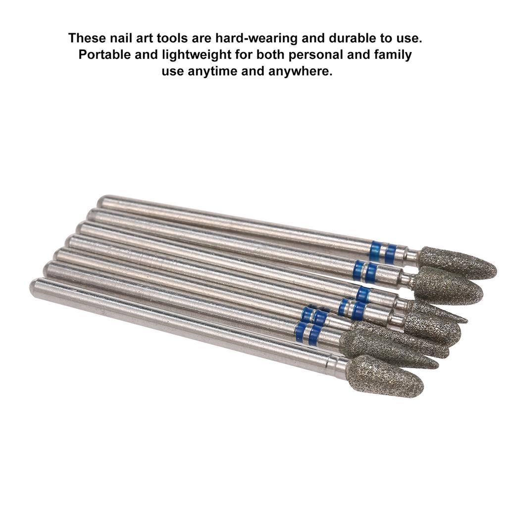 Nail Drill Bits Set Professional Electric Nail Grinding Burr Cutters for Pedicure Manicure Nail Art Tools Silver 7Pcs
