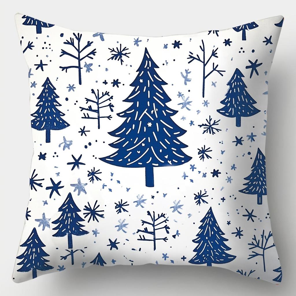 Home Decor Merry Christmas & Winter Animal Snowflake Pillow Pattern Cushion Cover Suitable For Sofa Bedroom Car Pillow Cover
