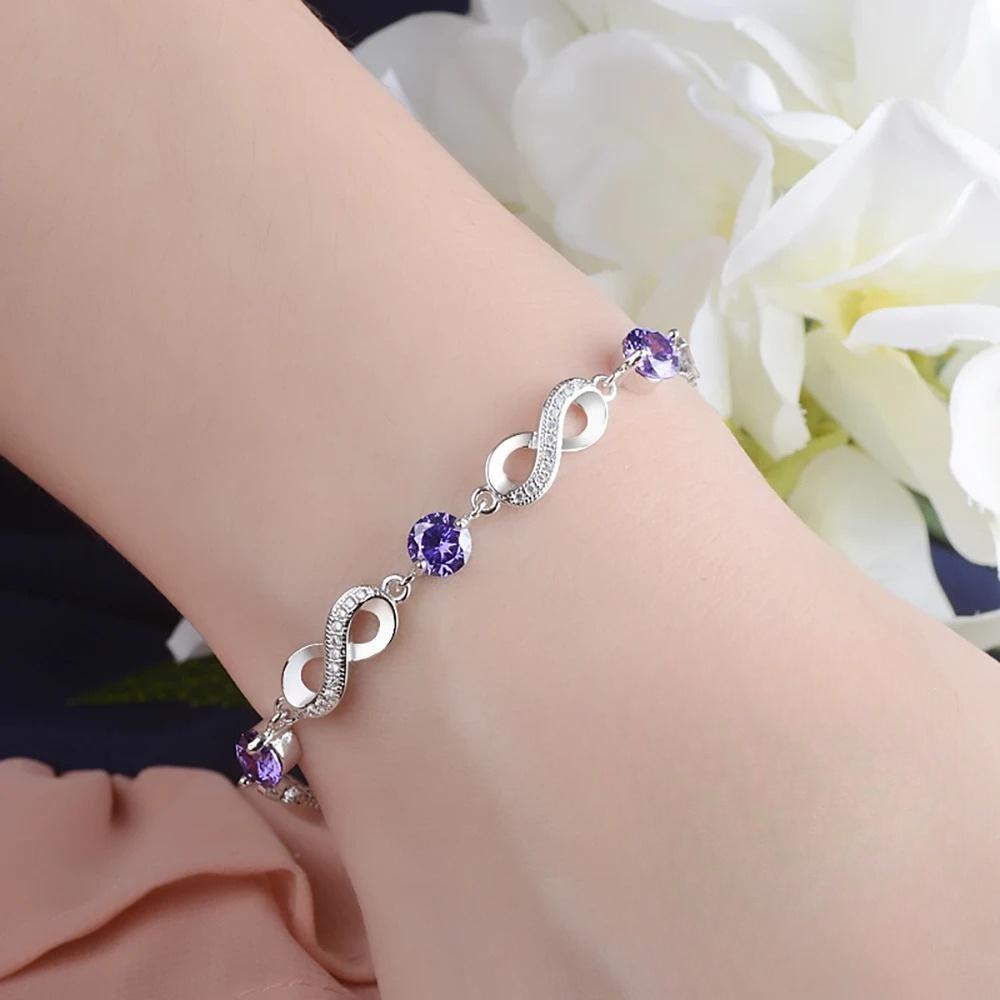 Amour Infini, Maillons de Chaîne Illimités, Bracelet Réglable pour Femme, Bijoux en Argent Luxueux