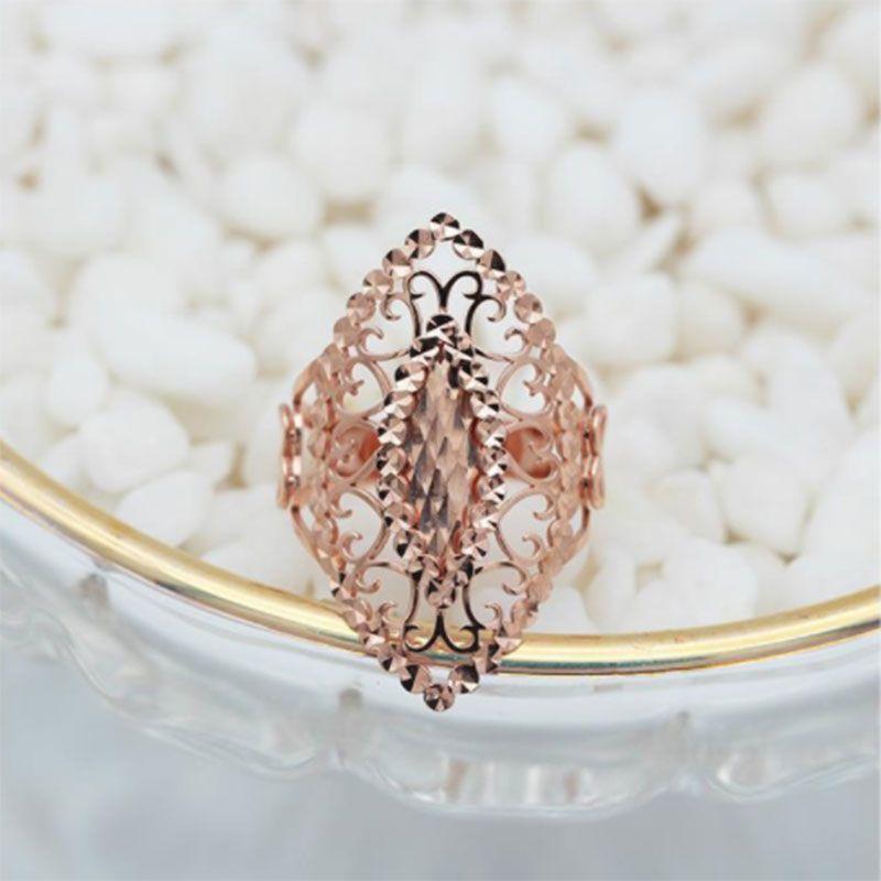 Russian Purple Gold Hollow Ring Retro Personality Elegant Rhombus Flower Wide Version Rose Gold Plated Ring