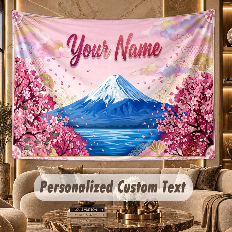 Floral Garden (559) Theme Personalized Tapestry Custom Name Text Wall Hanging Tapestry Home Background Decoration