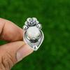 Gift For Her 925 Silver Natural Rainbow Moonstone Promise Flower Adjustable Ring