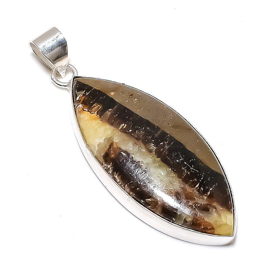 Septerian Stone Gemstone Handmade 925 Sterling Silver Jewelry Pendant 2.56" SU-9900