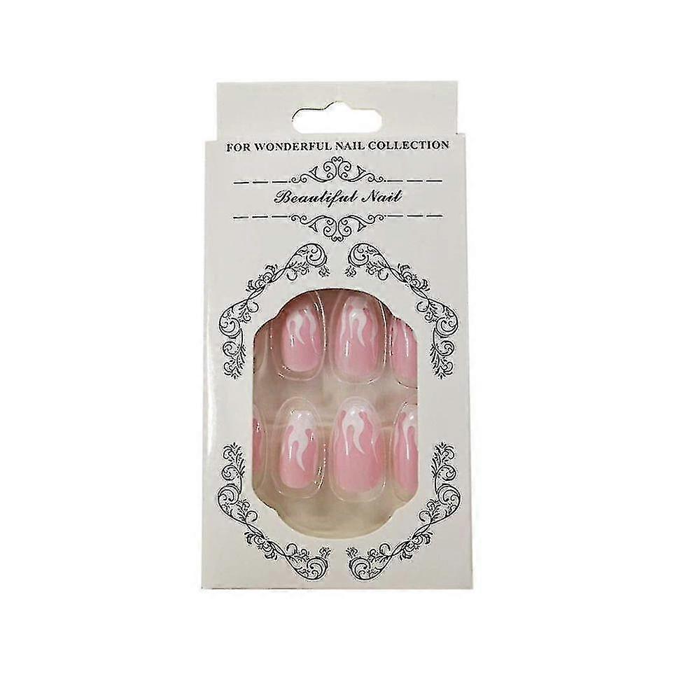 24pcs Fashion Glossy Full Cover Coffin Pattern Acrylic Fake Nails Tips