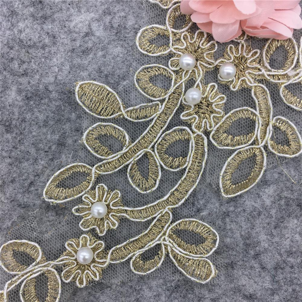 Three-Dimensional Rose Dipped Flower Embroidered Lace Collar Imitation Pearl Diy Pair Flower Lace Lace Dress Accessories