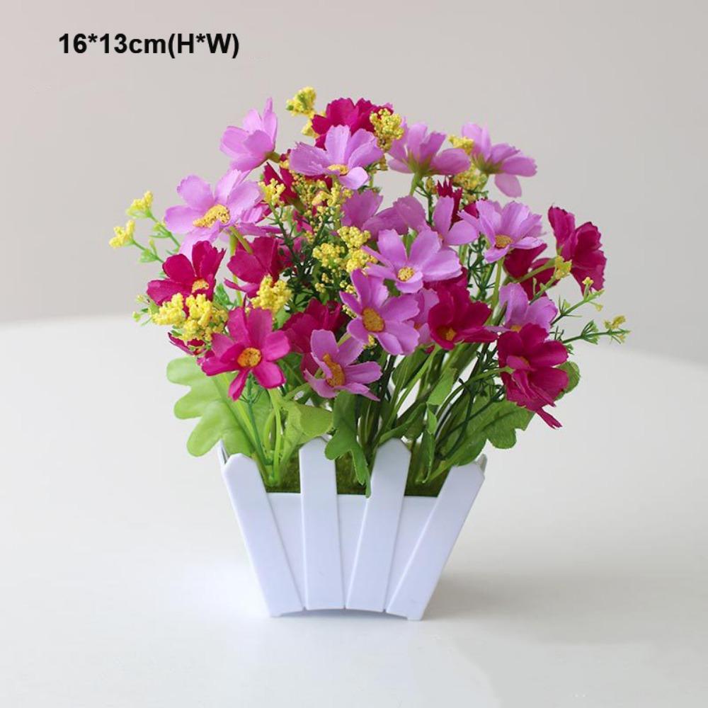 10 Styles Artificial Flowers Plastic Fake Flower Potted New Simulation Plant  Home Decor