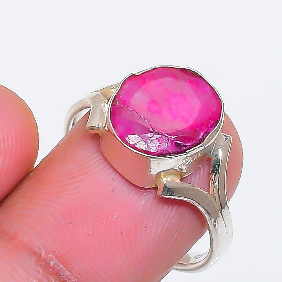 Natural Ruby(Simulated) Gemstone 925 Sterling Silver Jewelry Ring Size 7 ZS-1876