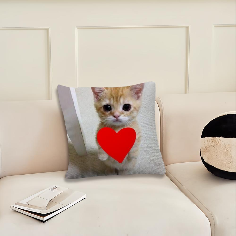 Lustige Katzen-Meme-Kissenhülle Kurzer Plüsch Polyester Kissenbezug Dekor Dekokissenbezug Heimdeko