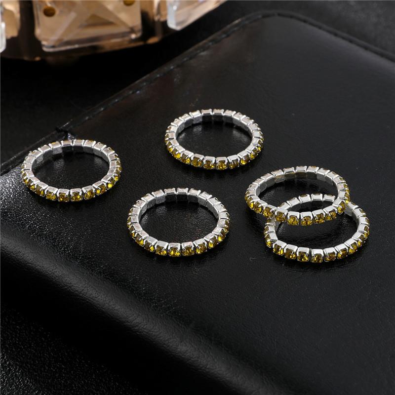 Single Row Rhinestone Ring, Elastic Ring, Diamond-Set Ring, Mixed Batch Elastic Ring