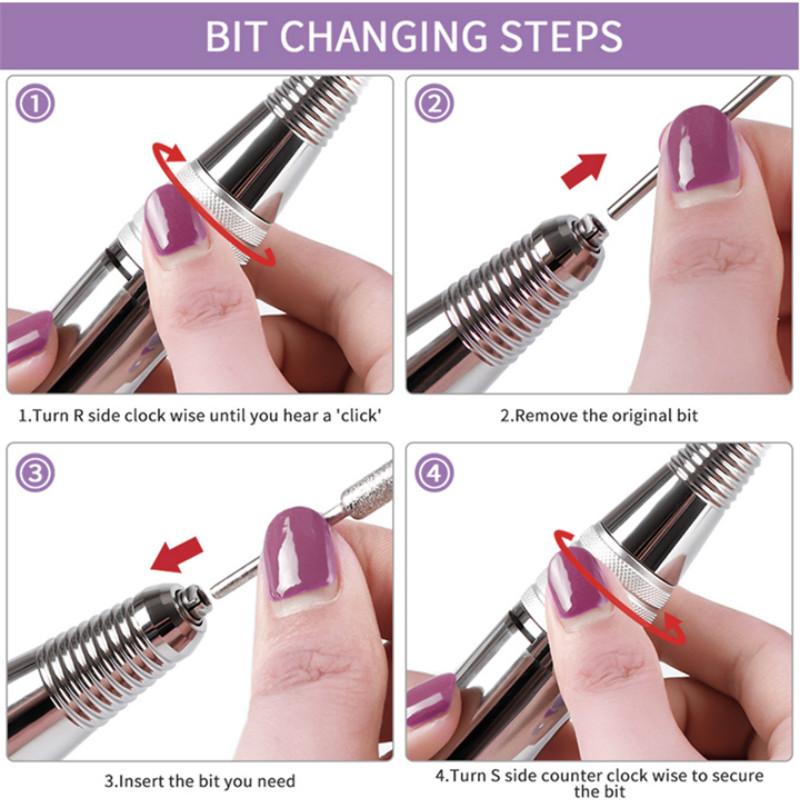 Electric Nail Drill Machine 35000 RPM Manicure Machine Milling Cutter Manicure Pedicure Kit Electric File Nail Art Tool