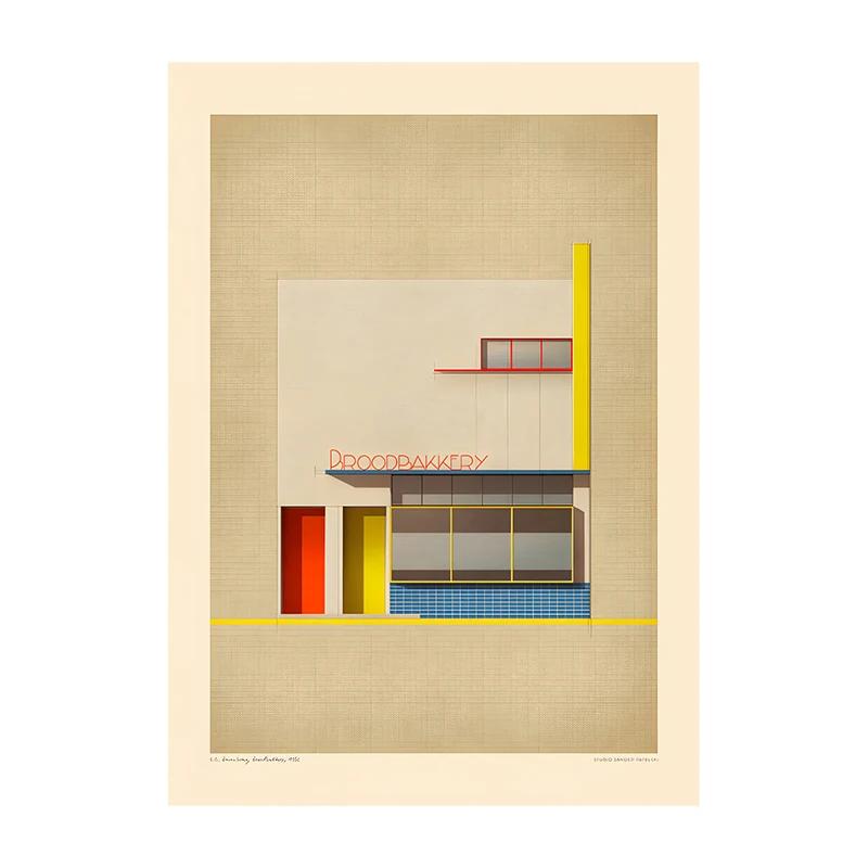 Vintage Bauhaus Residential Composition Poster Print Classic Canvas Painting Abstract Wall Art Picture for Home Decoration