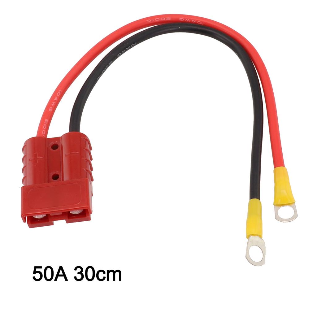 For Battery Charging 50Amp Connector Connector Cable 30cm 40C-125C M8 Post Red Black Jacket Weatherproof 1000 V DC