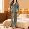 Women's Casual Fashion Vintage Print Long-Sleeved Top And Trousers Homewear Set