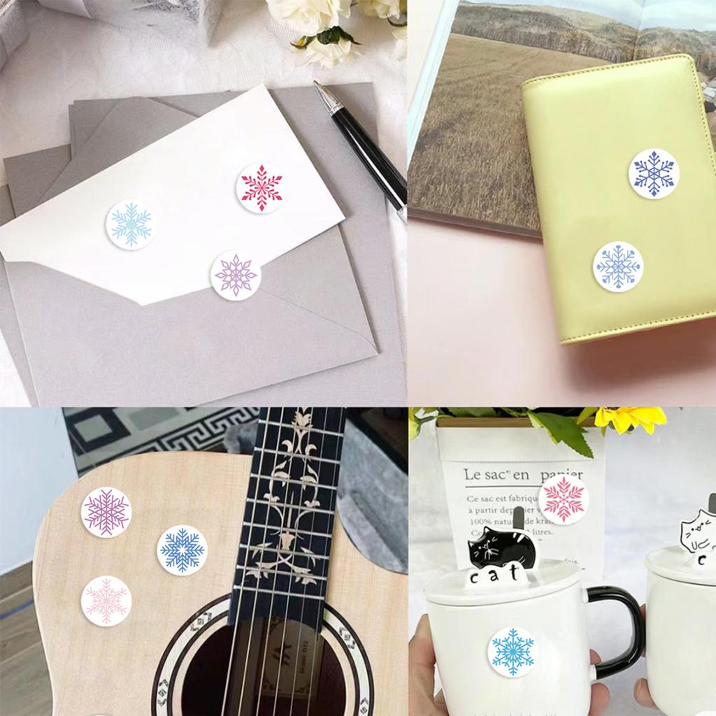Christmas Snowflake Envelope Stickers - 500 Count Decorative Roll for Journaling, Scrapbooking and Mail