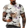 Women Halloween Short Sleeve T Shirt Round Neck Pumpkin Web Print Casual Lightweight Top S XL