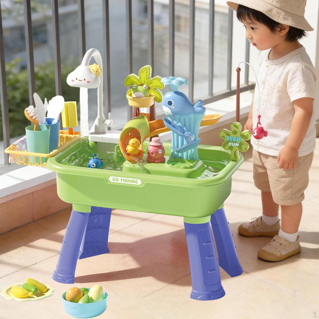 Playset Electric Water Circulation Pretend Cooking Table Dishwasher Detachable Legs PP Material